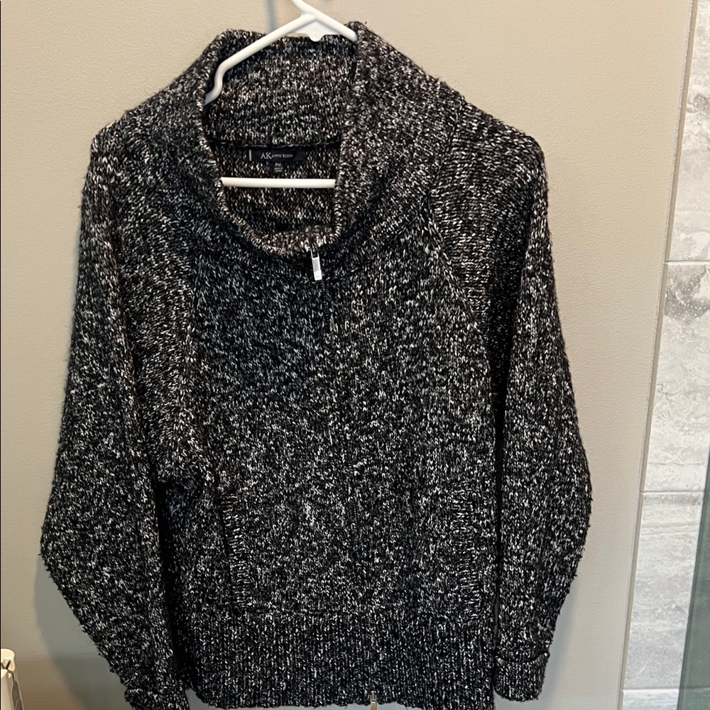 Anne Klein Black and White Cowl Neck Sweater